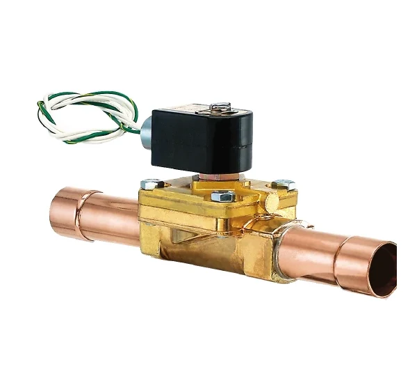 Parker JE brass-body refrigeration solenoid valve with ODF solder connections