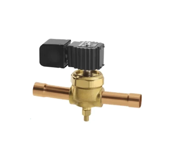 Parker JE brass direct-acting solenoid valve with DIN connector coil